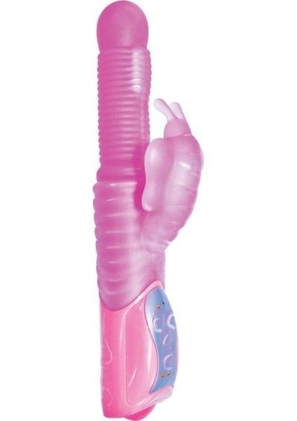 Clit Tingler Climax Butterfly Silicone Vibrator Waterproof 7 Inch Pink