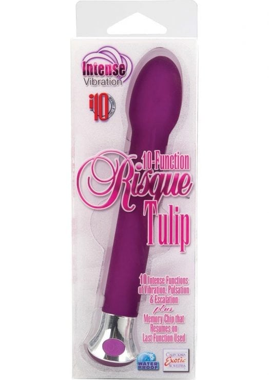 10 Function Risque Tulip Vibrator Waterproof 5.75 Inch Purple