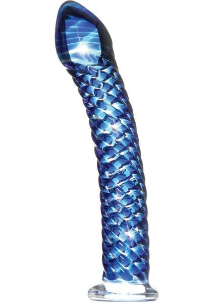 Icicles 29 Hand Blown Glass Massager Waterproof 7.75 Inch Blue