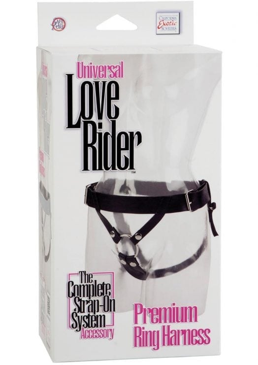 Universal Love Rider Premium Ring Harness Adjustable Strap On System Accessory PVC Black