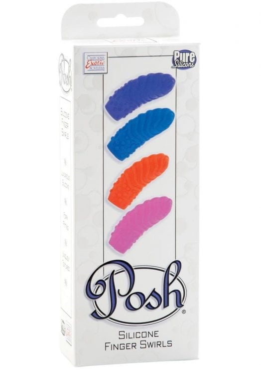 Posh Silicone Finger Swirls Finger Massagers Assorted Colors 4 Per Pack