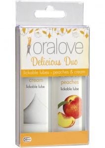 Oralove Delicious Duo Lickable Peaches And Cream Lubes 1 Ounce 2 Each Per Set