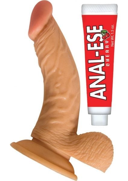 All American Whopper Curve Dong With Balls Flesh 6.5 Inch