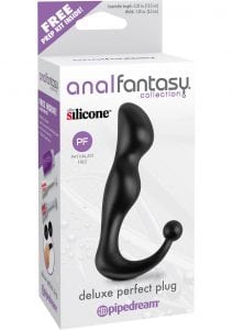 Anal Fantasy Deluxe Perfect Silicone Plug Black 5.25 Inch
