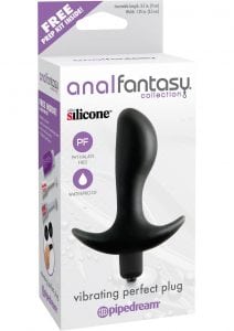 Anal Fantasy Vibrating Perfect Silicone Plug Waterproof Black 3.5 Inch