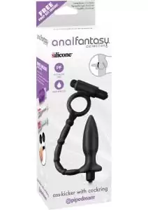 Anal Fantasy Silicone Ass Kicker Plug With Cockring Waterproof Black