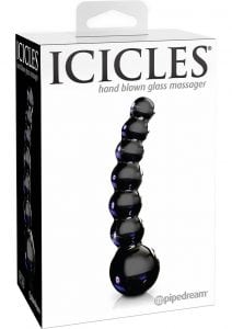 Icicles No 66 Beaded Anal Probe Black 4.75 Inch
