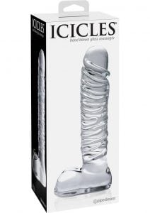 Icicles No 63 Dildo With Balls Glass Clear 8.5 Inch