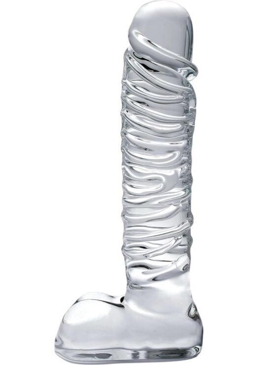 Icicles No 63 Dildo With Balls Glass Clear 8.5 Inch