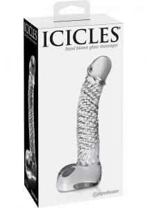 Icicles No 63 Dildo With Balls Glass Clear 5 Inch