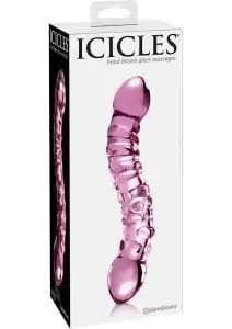 Icicles No 55 Glass Double Sided Dildo Pink 7.75 Inch