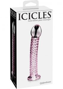 Icicles No 53 Glass Textured Probe Pink 6.75 Inch