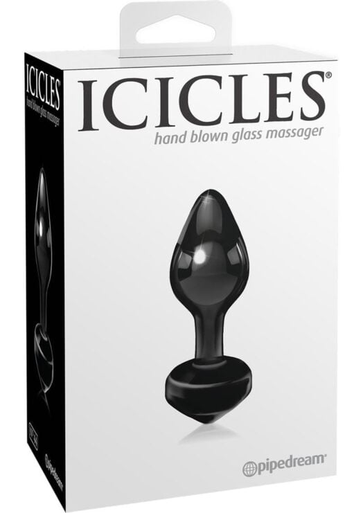 Icicles No 44 Glass Anal Plug Black 2.5 Inch