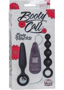 Booty Call Booty Vibro Kit Silicone Remote Control Anal Probes Black 2Each