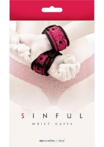 Sinful Vinyl Wrist Cuffs Pink