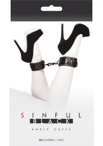 Sinful Vinyl Ankle Cuffs Black