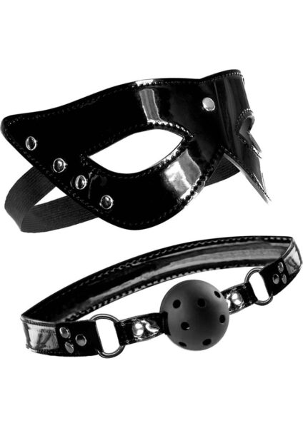 Fetish Fantasy Masquerade Mask and Ball Gag Set Black