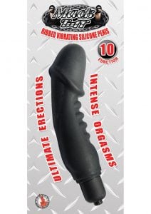 Mack Tuff Ribbed Vibrating Silicone Penis Black 5 Inch
