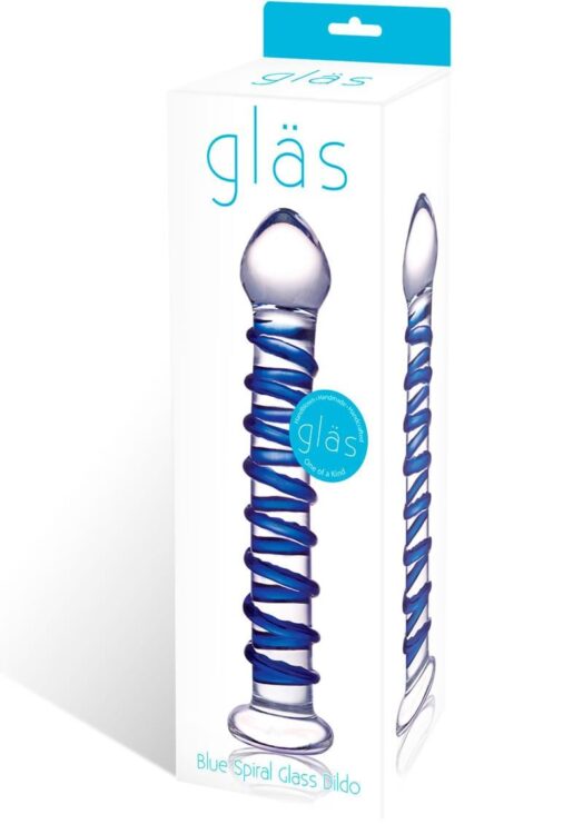 Blue Spiral Glass Dildo