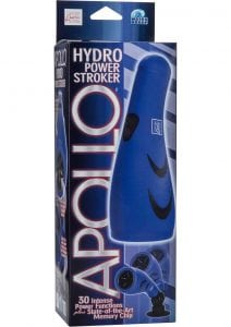Apollo Hydro Power Stroker Silicone Masturbator Waterproof Blue 9.25 Inch