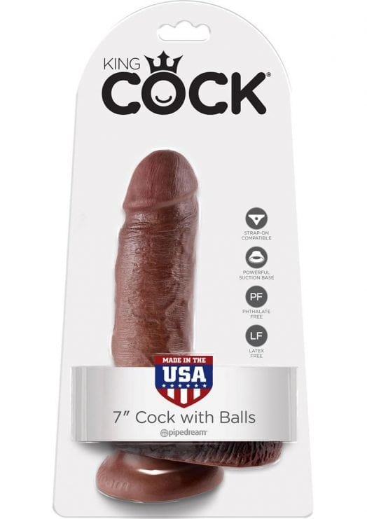 King Cock 7 Cock W/balls Brown