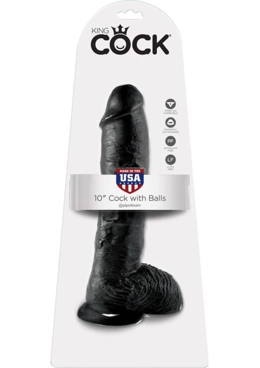 King Cock 10 Cock W/balls Black