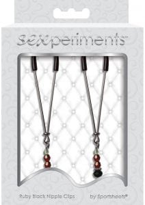 Sexperiments Ruby Black Adjustable Nipple Clips With Beads
