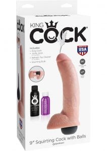 King Cock 9 Squirtin Cock W/balls Flesh