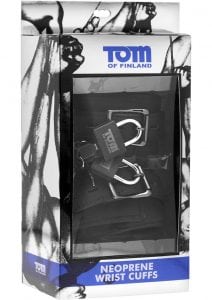 Tom of Finland Neoprene Wrist Cuffs With Lock Black