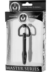 Master Series The Hallows Silicone Cum Thru D Ring Penis Plug Black 3.18 Inch