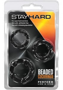 Stay Hard Beaded Cockrings Black