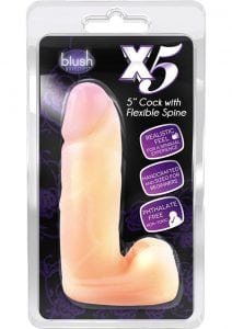 X5 Cock With Flexible Spine Realistic Dildo Beige 5.5 Inch