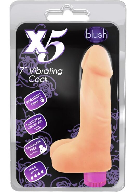 X5 Vibrating Cock Realistic Dildo Beigh 7 Inch