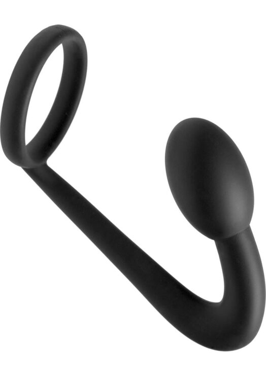 Master Series Explorer Silicone Cock Ring Anal Plug Black 1.75 Inch