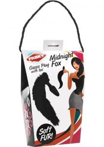 Frisky Midnight Fox Glass Anal Plug With Tail Black
