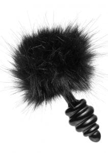 Frisky Bumble Bunny Faux Fur Tail Anal Plug Black 5 Inch