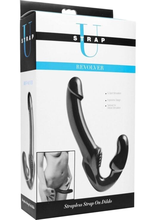 Strap U Revolver Strapless Strap On G-spot Dildo Black