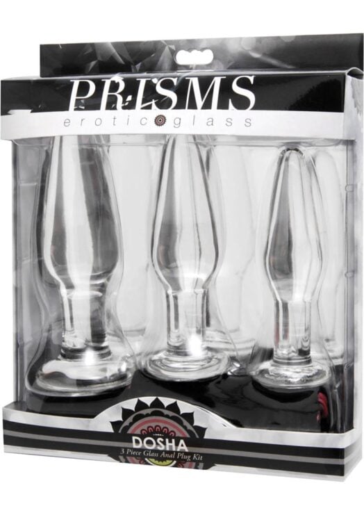 Prisims Dosha 3 Piece Glass Anal Plug Kit Clear