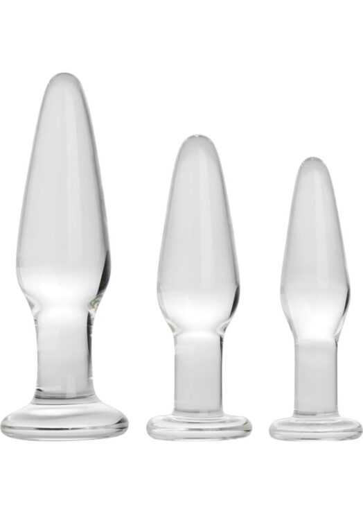 Prisims Dosha 3 Piece Glass Anal Plug Kit Clear