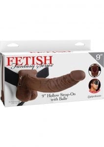 Fetish Fantasy 9 Inch Hollow Strap On With Balls Brown