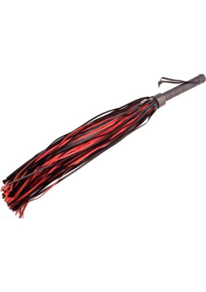 Rouge Leather Handle Leather Flogger Red