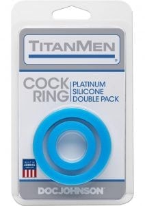 TitanMen Platinum Silicone Cock Ring Double Pack Blue