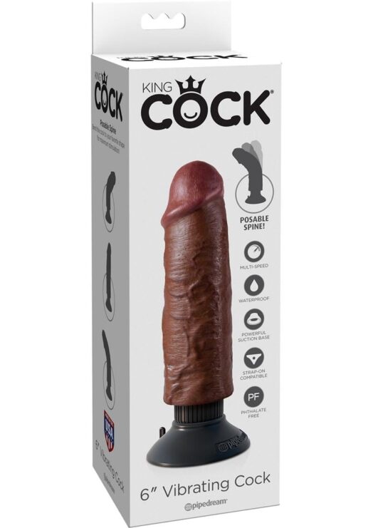 King Cock 6" Vibrating Cock Brown