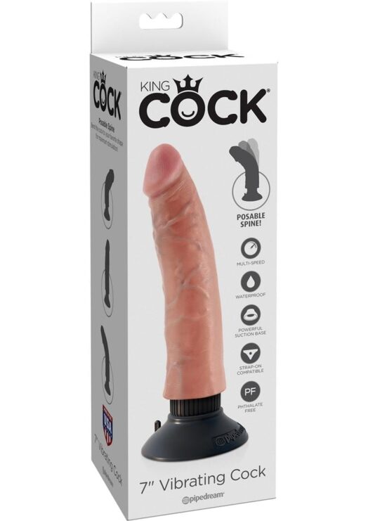 King Cock 7" Vibrating Cock Flesh