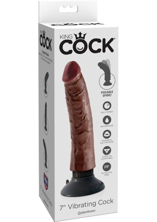 King Cock 7" Vibrating Cock Brown