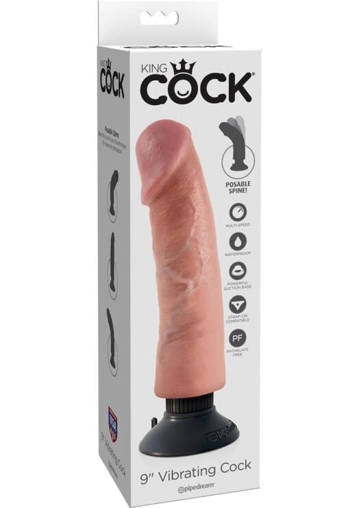 King Cock 9" Vibrating Cock Flesh