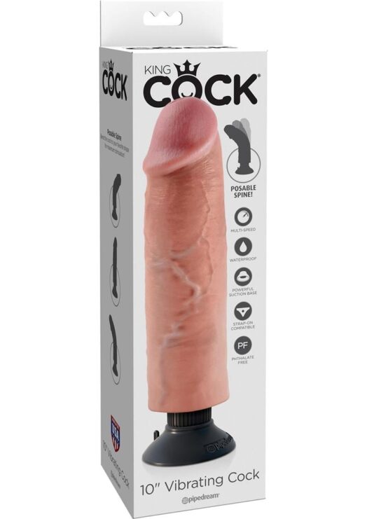 King Cock 10 Inch Vibrating Cock Flesh