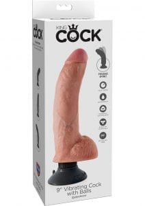 King Cock 9 Inch Vibrating Cock With Balls Flesh