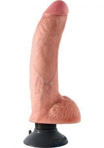 King Cock 9 Inch Vibrating Cock With Balls Flesh