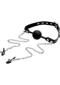 Strict Silicone Ball Gag & Nipple Clamps
